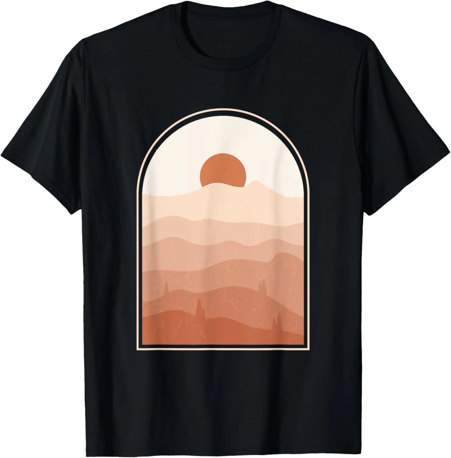 Boho Abstract Art Desert Sunset Landscape Geometric Graphic T-Shirt