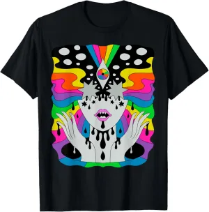 Colorful Psychedelic Girl Trippy Abstract Third Eye Vision T-Shirt