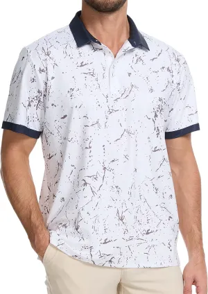 Golf Shirts for Men Dry Fit Moisture Wicking Short Sleeve Performance Print Polo Shirts