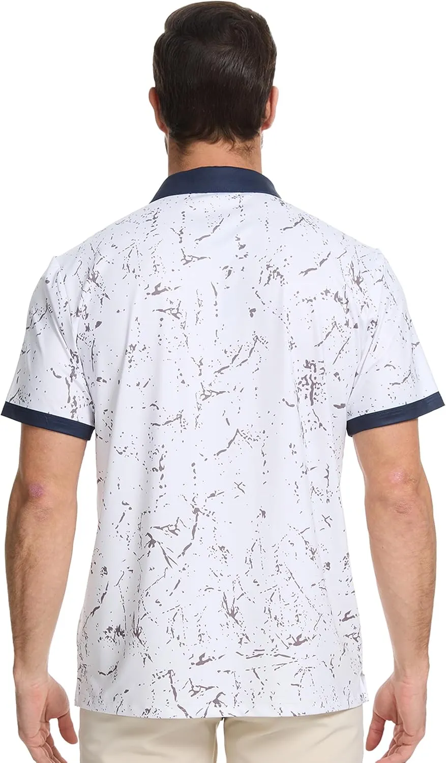 Golf Shirts for Men Dry Fit Moisture Wicking Short Sleeve Performance Print Polo Shirts