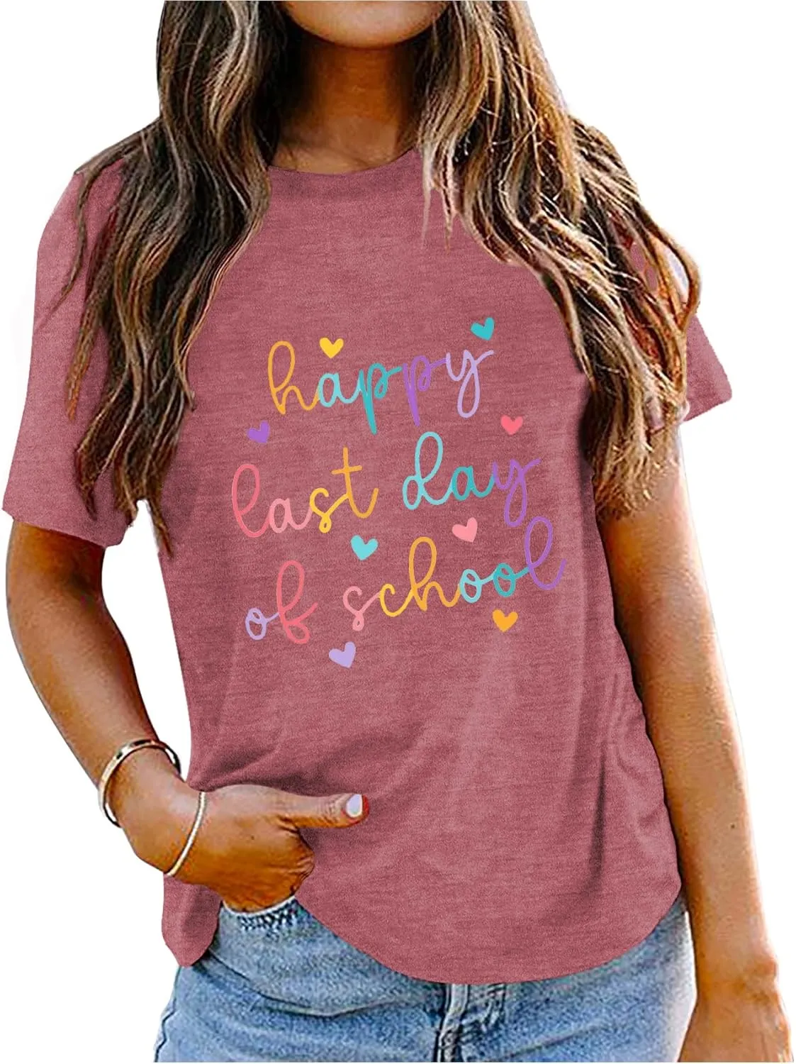 Happy Last Day of School Shirt for Teachers Women Teacher Life T-Shirt School Graduation Tee Appreciation Gift Blouse