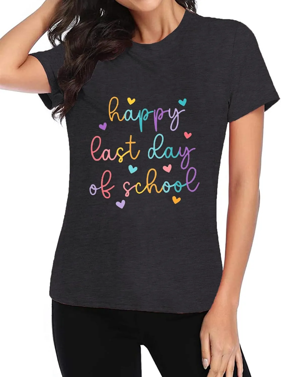Happy Last Day of School Shirt for Teachers Women Teacher Life T-Shirt School Graduation Tee Appreciation Gift Blouse