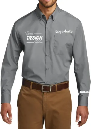 INK STITCH Men W100 Custom Personalized Embroidery Add Logo Texts Easy Care Long Sleeve Dress Buttondown Shirts