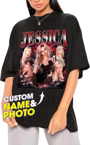 JIX & JOKY Custom Your Own Bootleg Rap Tee Custom Girlfriend Face Shirt for Boyfriend Vintage Birthday Valentine Shirt
