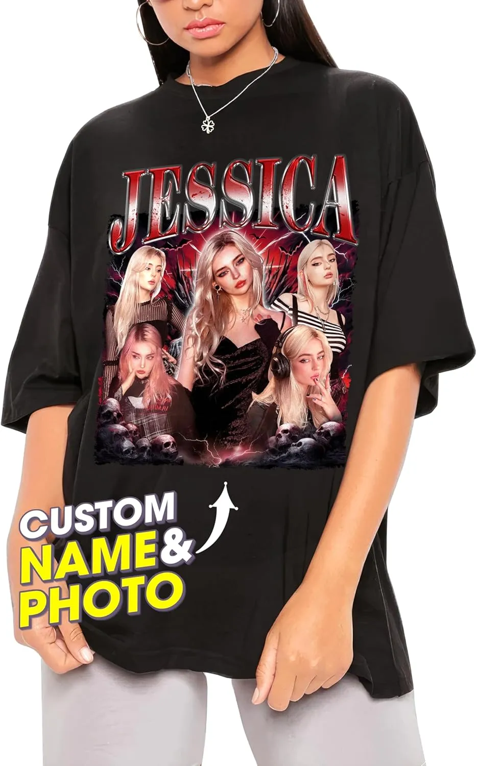 JIX & JOKY Custom Your Own Bootleg Rap Tee Custom Girlfriend Face Shirt for Boyfriend Vintage Birthday Valentine Shirt