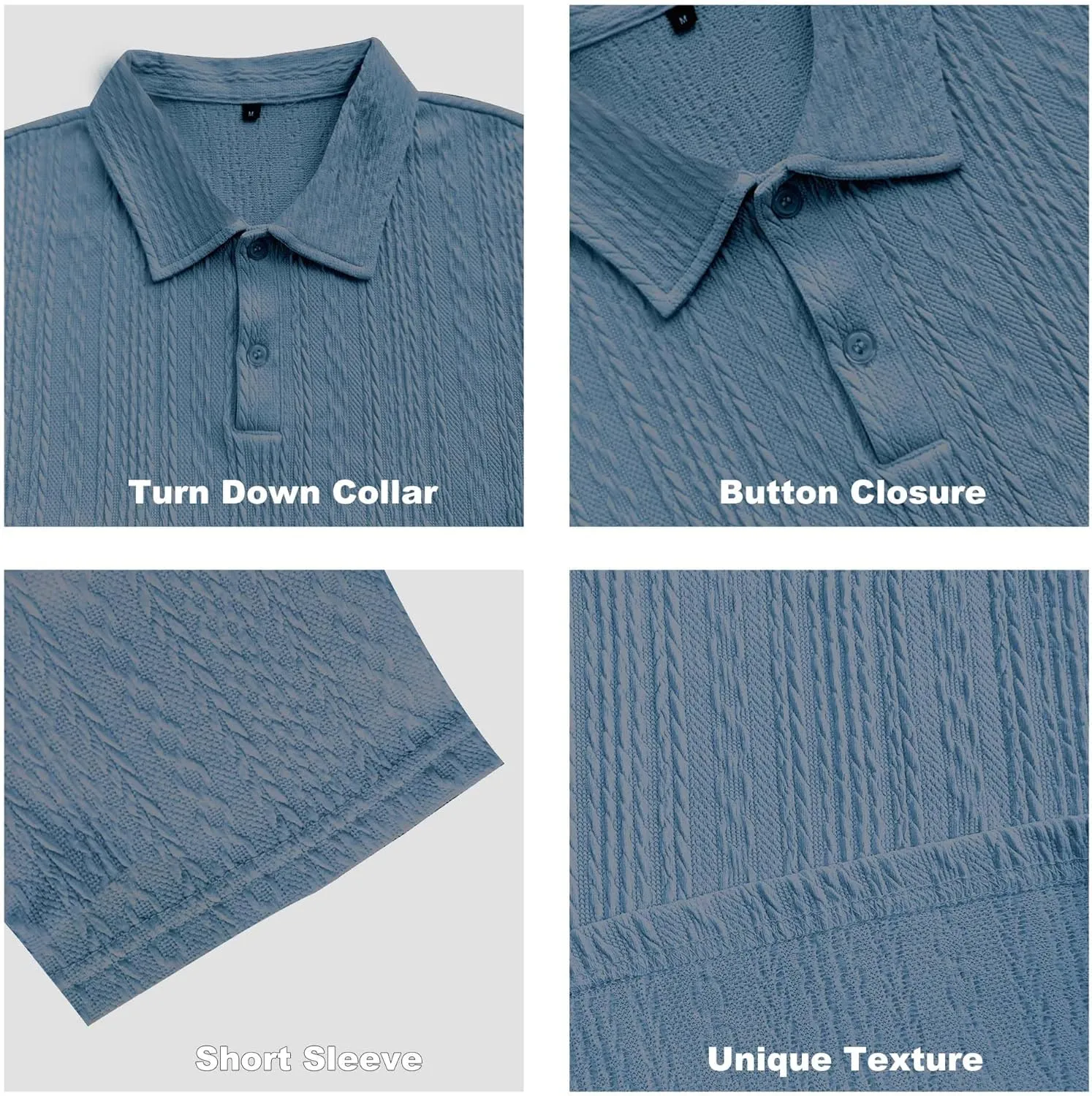 LOGEEYAR Mens Knit Polo Shirts Short Sleeve Regular Fit Textured Polo T-Shirts Summer Casual Collared Golf Shirts