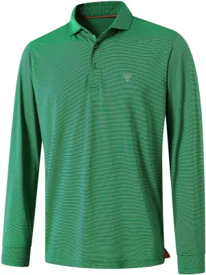 M MAELREG Short and Long Sleeve Polo Shirts for Men Dry Fit Performance Moisture Wicking Sport Pin Striped Mens Golf Shirts