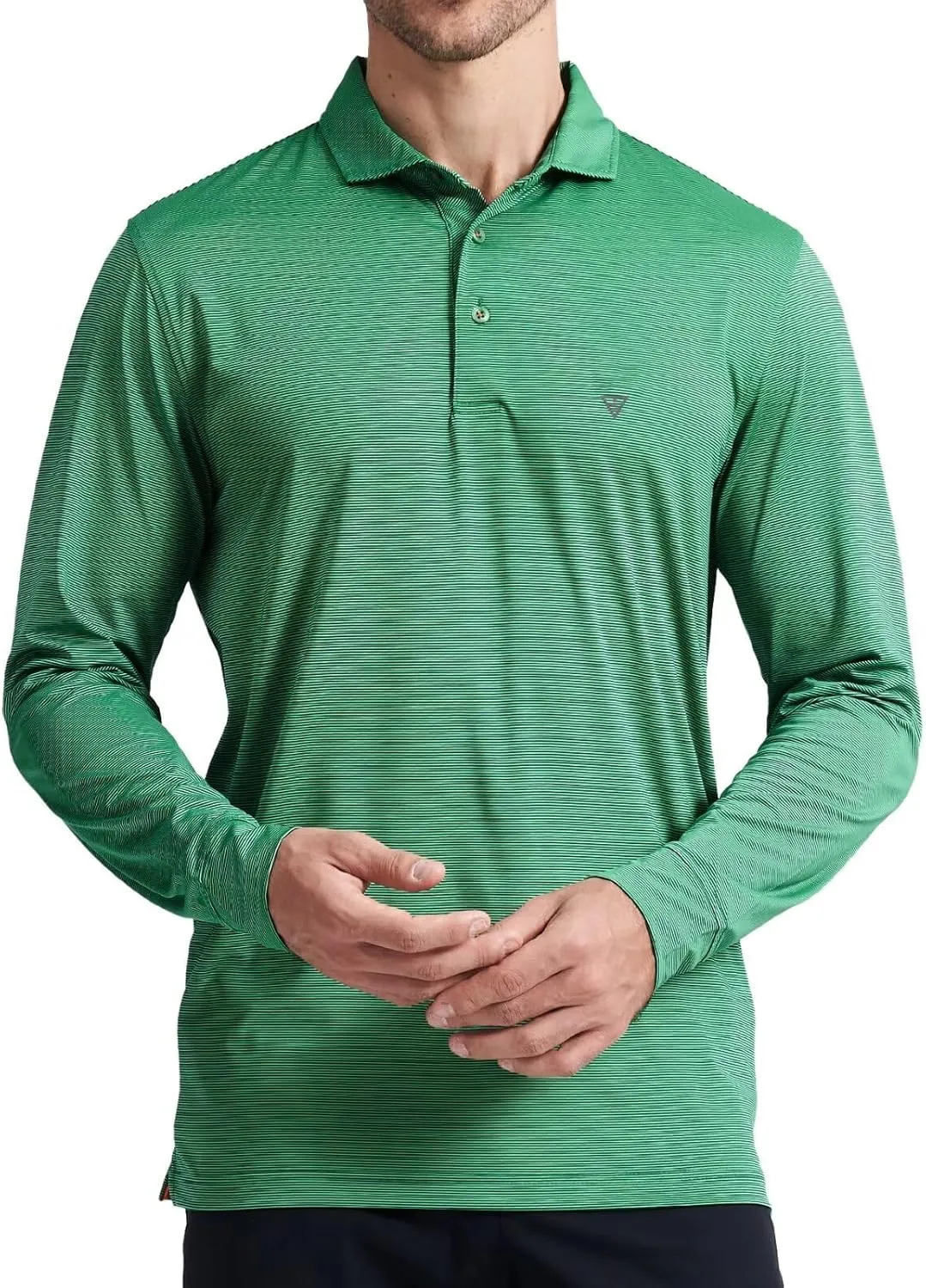 M MAELREG Short and Long Sleeve Polo Shirts for Men Dry Fit Performance Moisture Wicking Sport Pin Striped Mens Golf Shirts