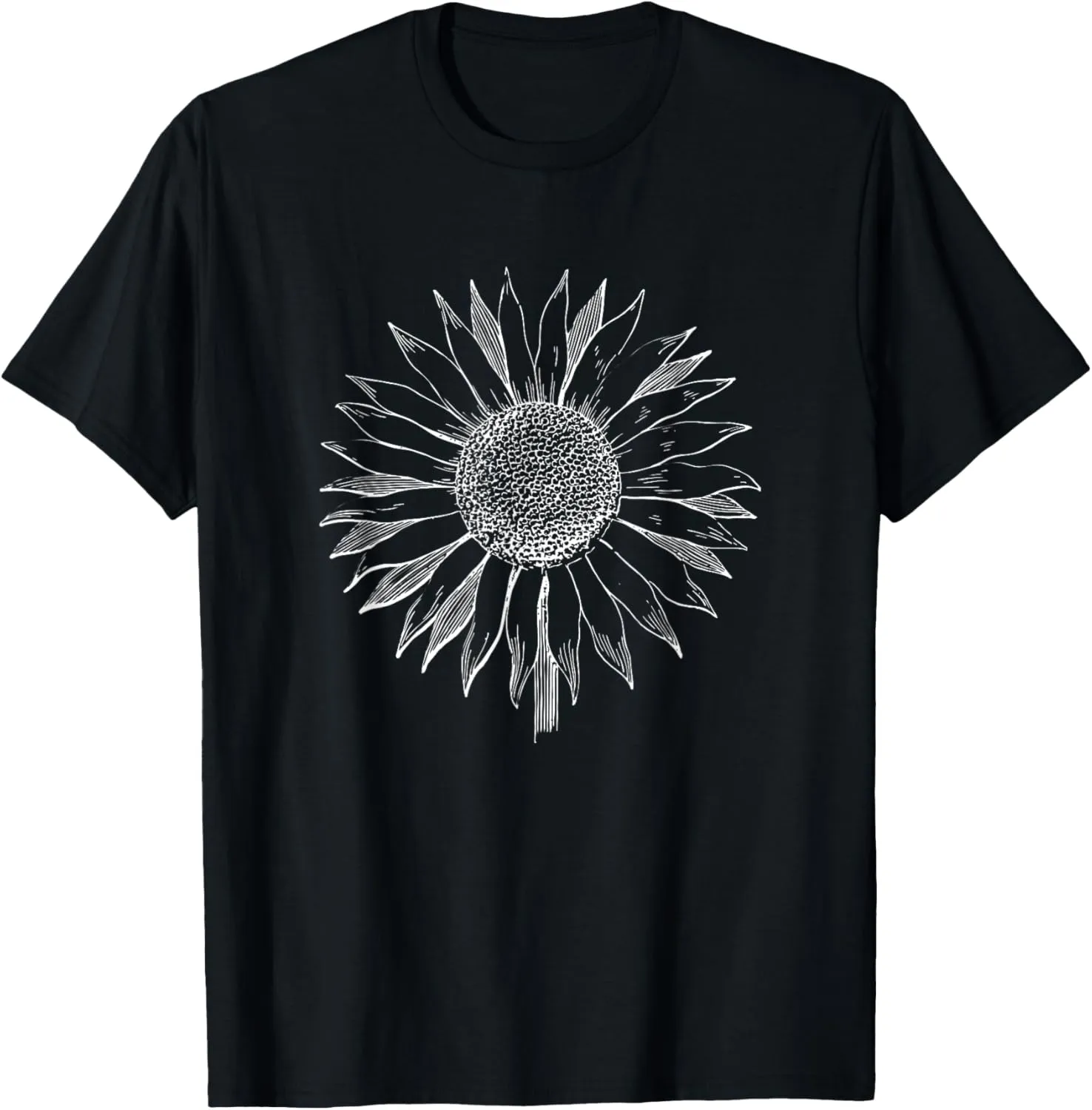 Nature Hand-Drawn Sunflower Minimalist Floral Art Sunflower T-Shirt