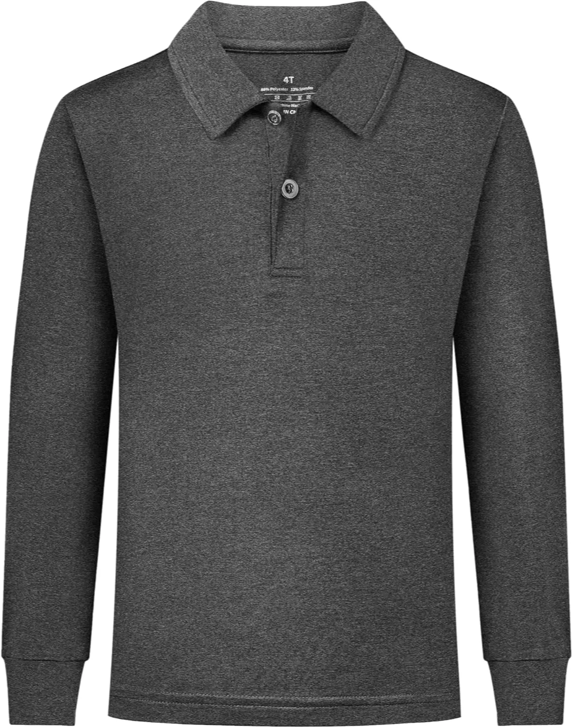 QBK Toddler to Youth Boys' Performance Golf Polo Kids Athletic Moisture Wicking Long Sleeve Shirts School Uniform