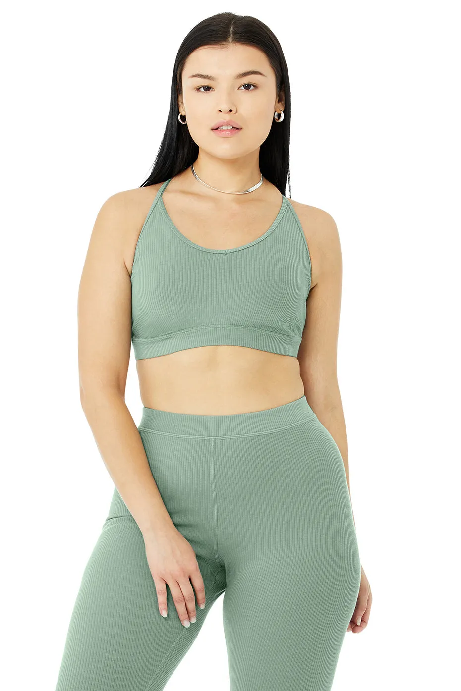 Ribbed Blissful Bra - Soft Seagrass