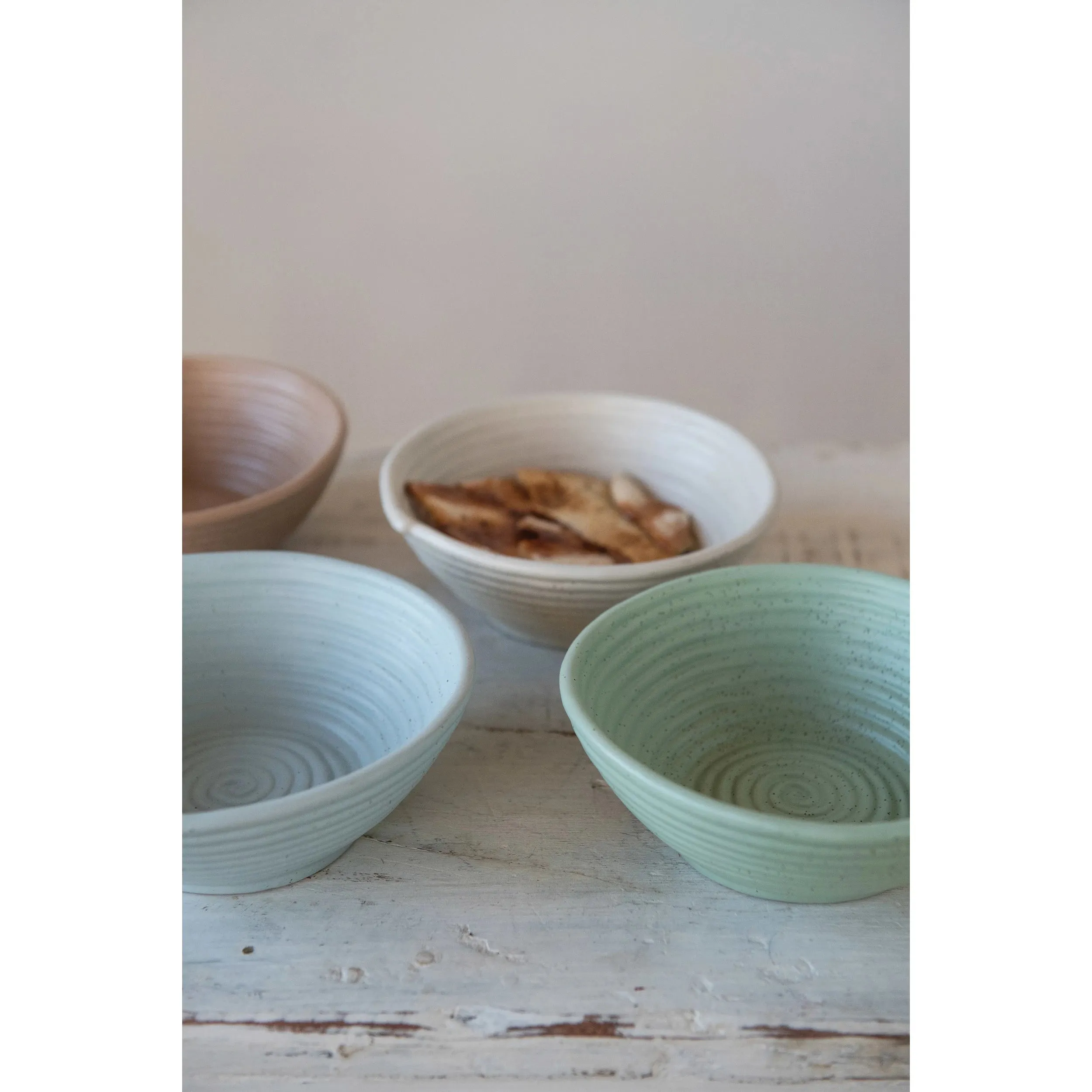 Ribbed Stoneware Bowl, Four Colors