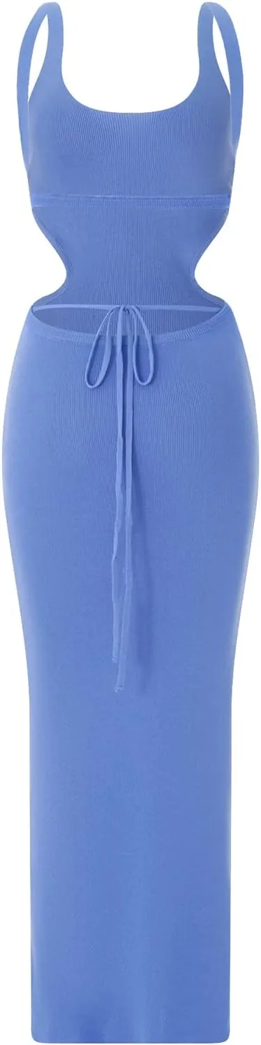 Women Sexy Backless Knit Bodycon Midi Dress