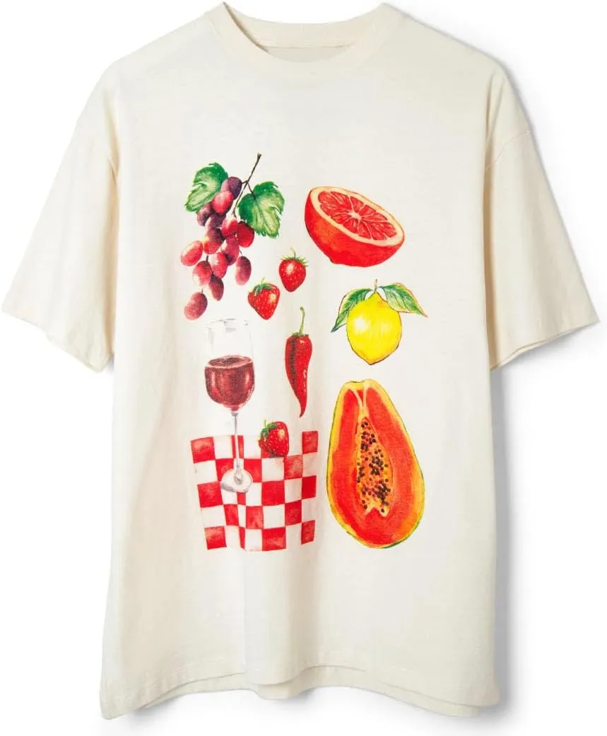 Women Y2k Oversized Graphic Tshirt Fruit Print Crew Neck Summer Casual Short Sleeve Loose Fit Tee Tops Aesthetic Streetwear