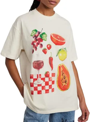 Women Y2k Oversized Graphic Tshirt Fruit Print Crew Neck Summer Casual Short Sleeve Loose Fit Tee Tops Aesthetic Streetwear